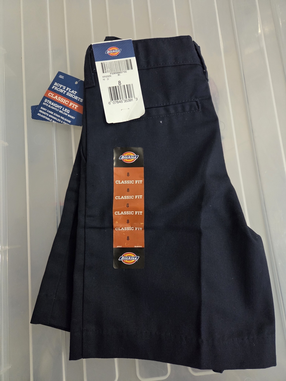 Dickies Navy Boys Classic Fit Flat Front Shorts